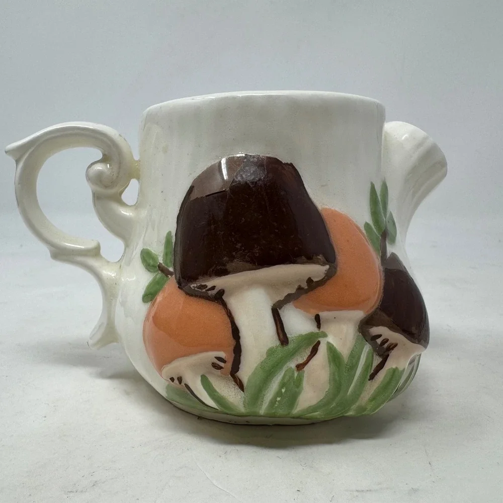 Vintage Arnels Mushroom Ceramic Creamer Pitcher Retro 70s MCM Kitchen Decor‎